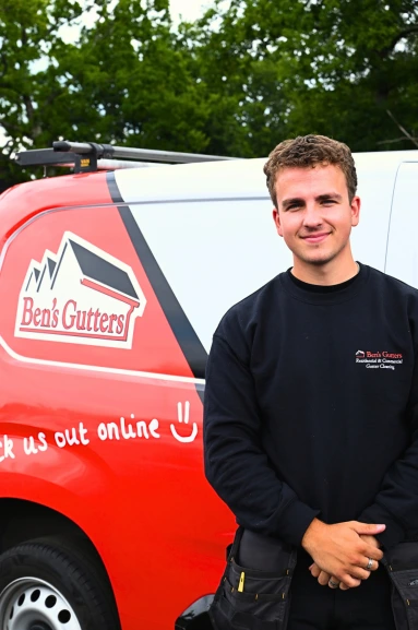 our gutter cleaner in Colchester standing by company vehicle